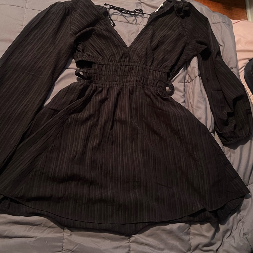 Black side cut out dress